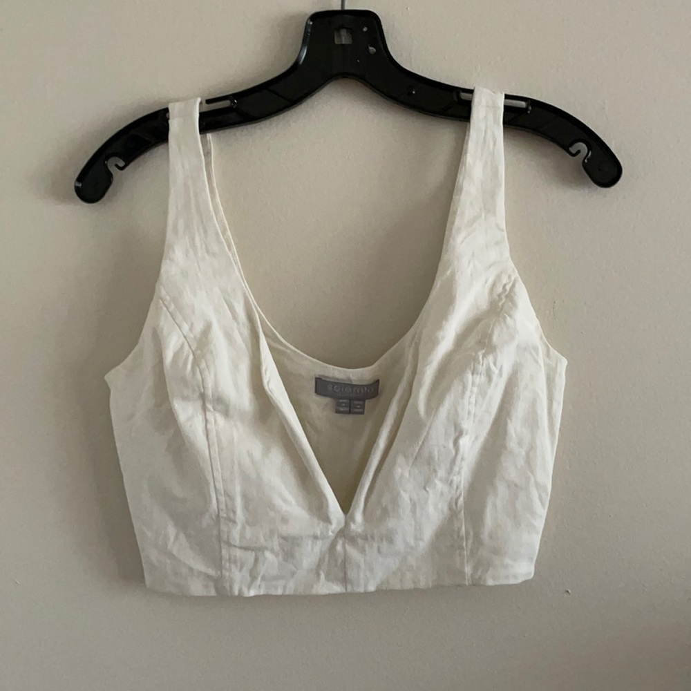 White low cut crop top